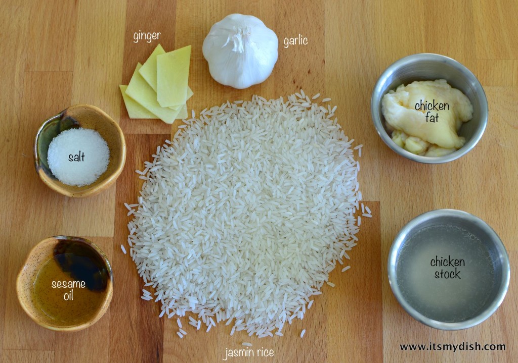 hainan chicken - rice ingredients