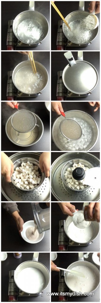 Taro Coconut Milk with Sago - process