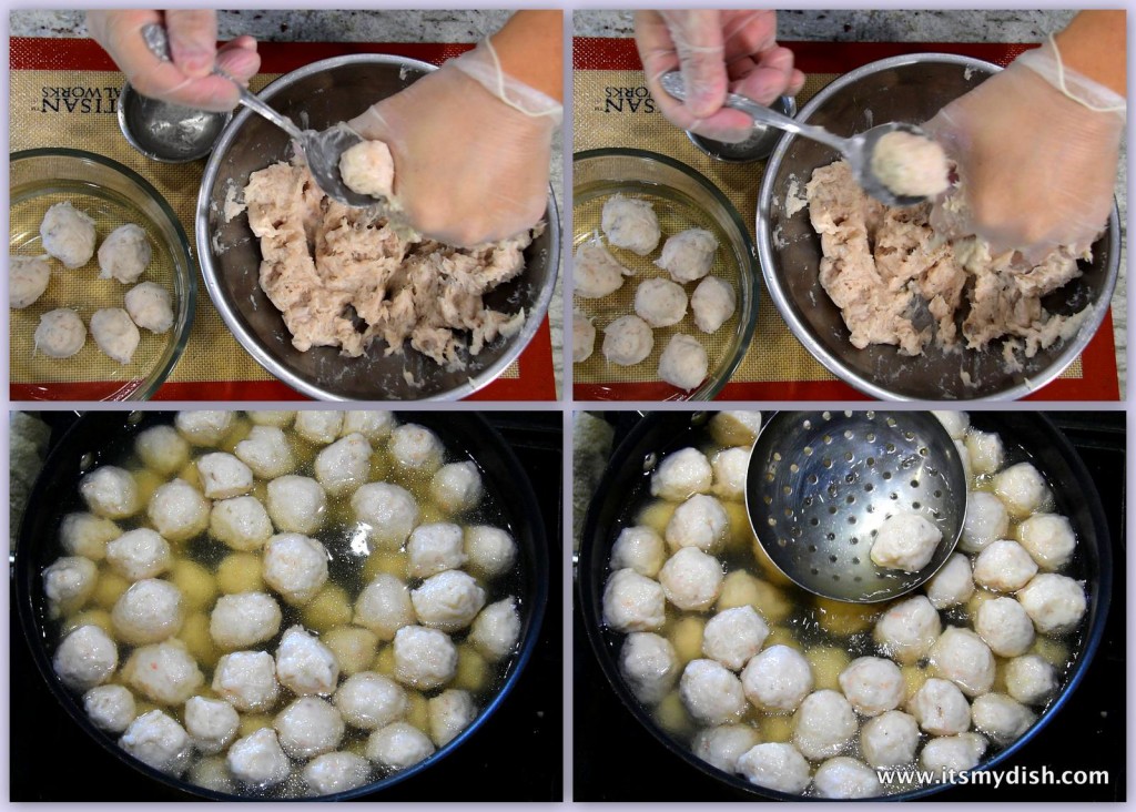 shrimp balls - cooking