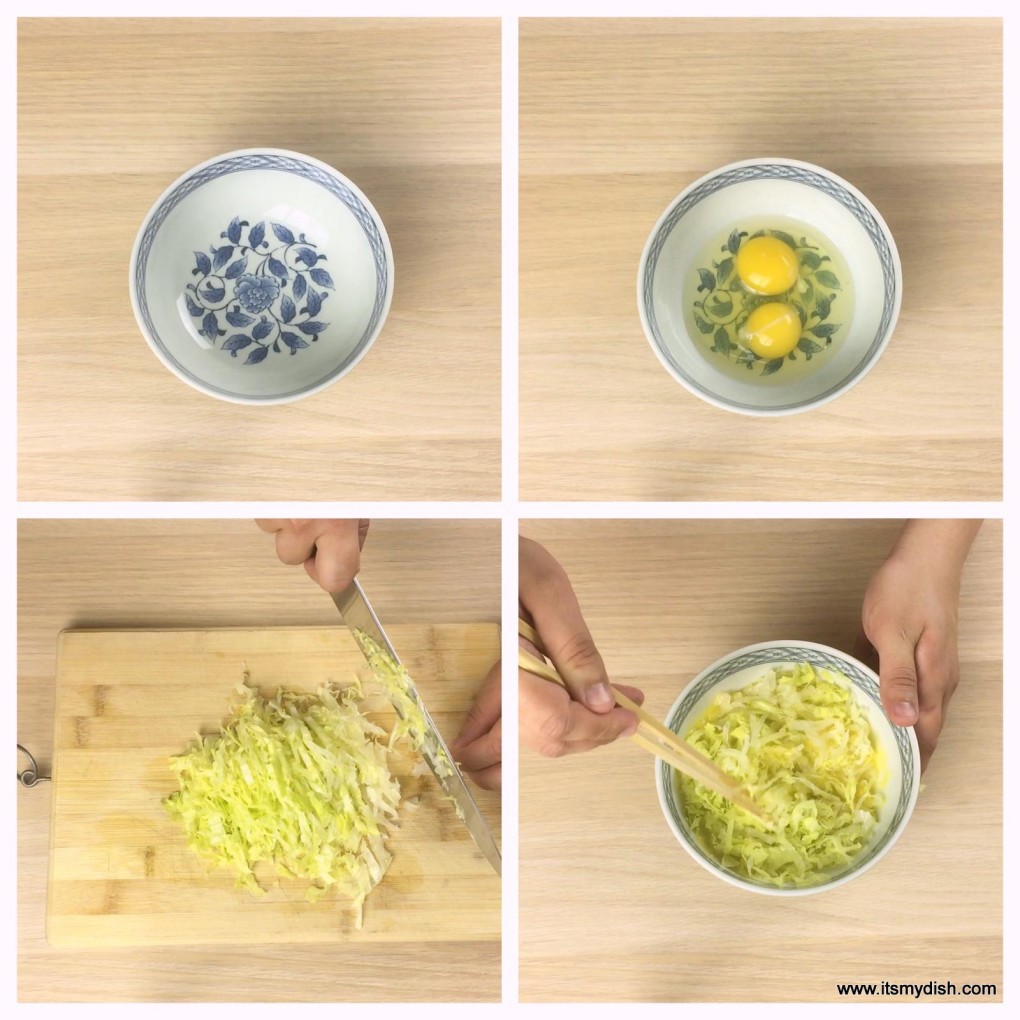 Chinese Omelette with Lettuce - process 1