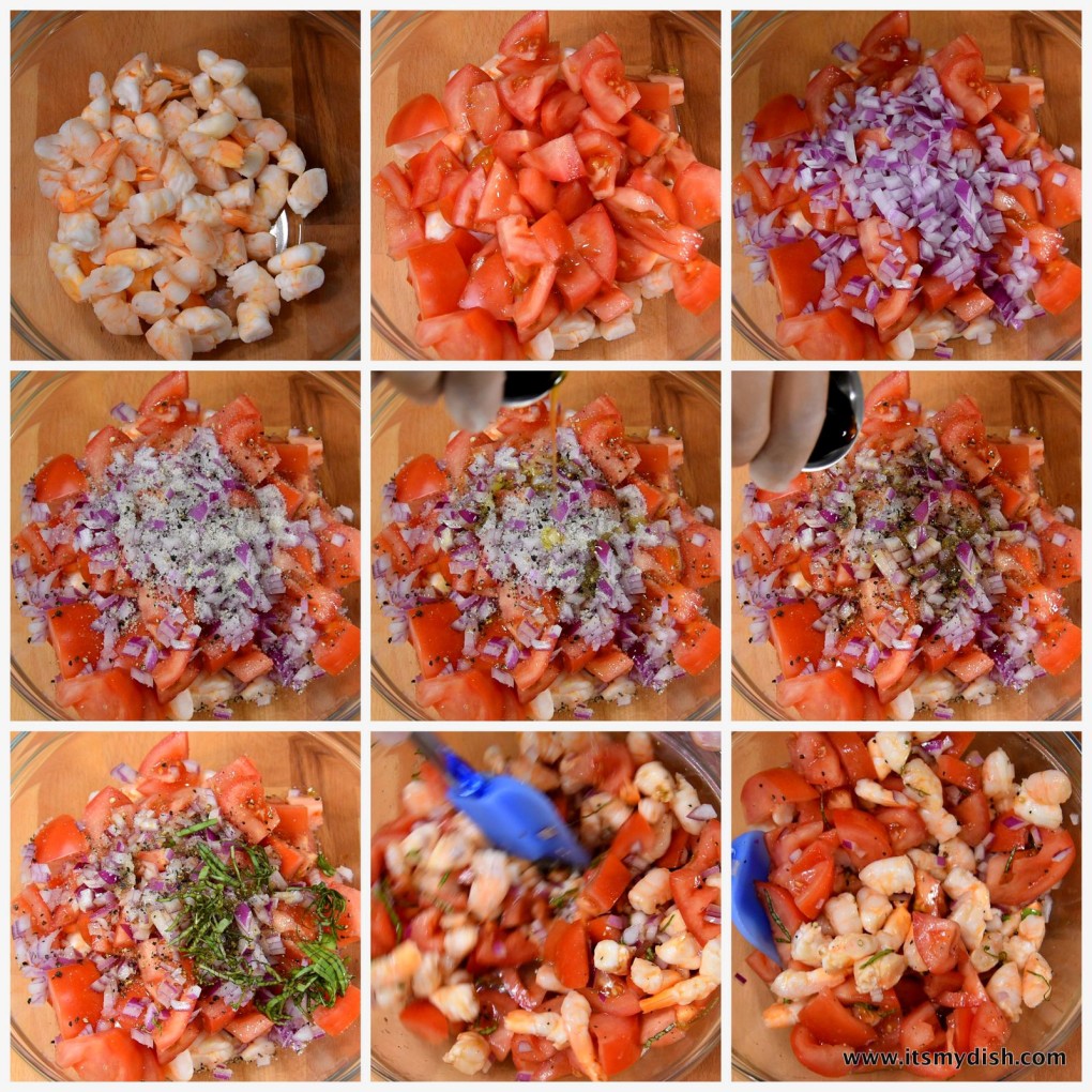 shrimp and tomato salad - process